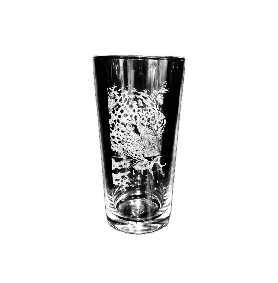 Animal Engraved Glass - Personalised Etched, Gift, Wine, Pint, Whiskey, Gin, Decanter, Cup, Tea, Shot, Christmas, Birthday, Brandy, Coffee, Mug, Beer, Set, vase, Bottle, Wedding, (Leopard)