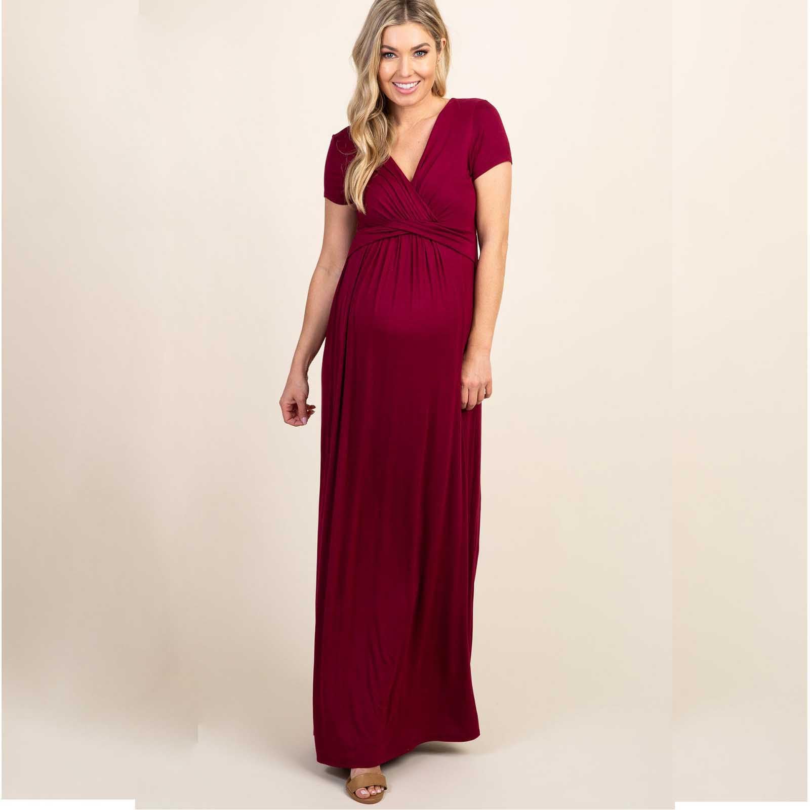 Vestiti Premaman Cerimonia Estivi Per La Fotografia Abito Invernale Girocollo Plissettato Vestito Maternità Gravidanza Photoshoot Camicia da Notte Allattamento in Cotone Confortevole Elegan te