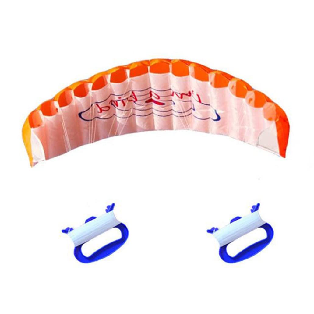 Parafoil Kite Plaid Cloth Dual Line Surfing Parachute Beach Kite Outdoor Fun Toys Orange Beach Kite Dual Line Surfing Parafoil Plaid Cloth Power Kite