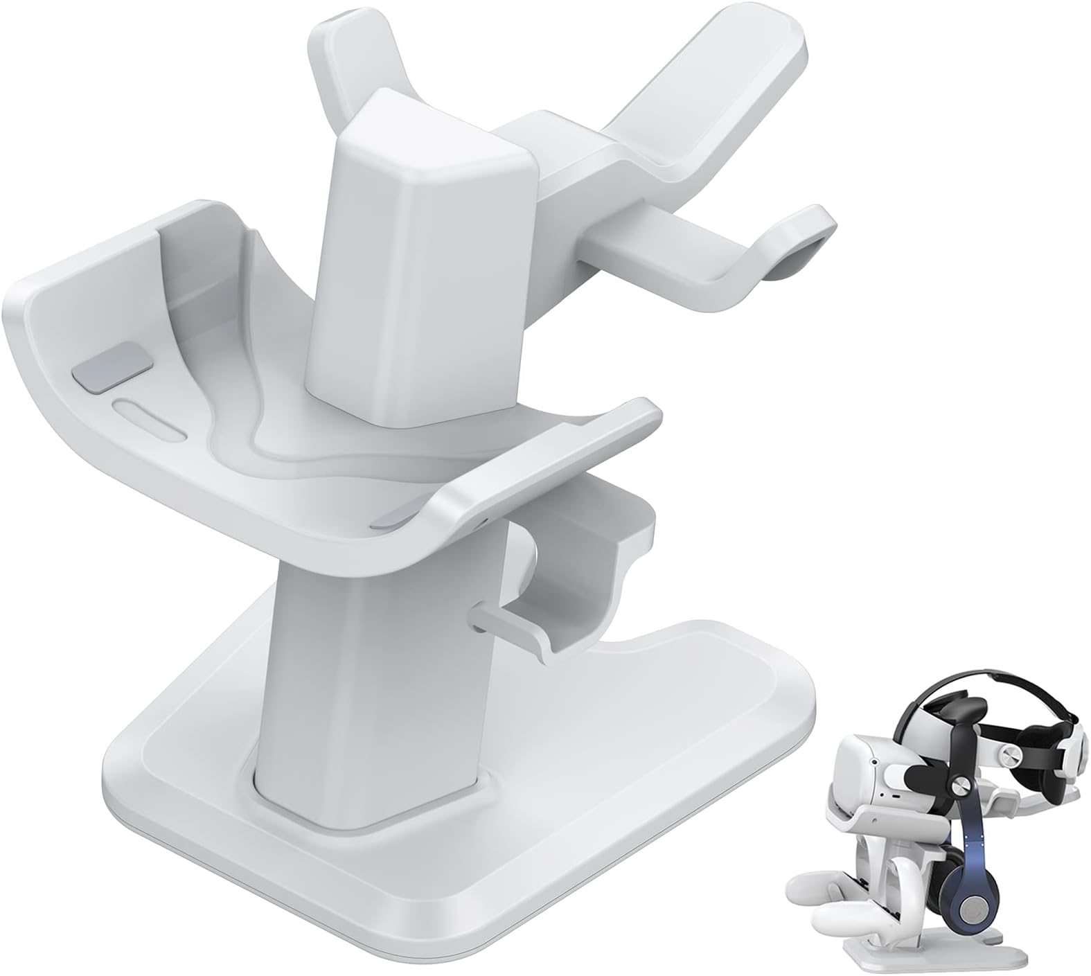 YOGES VR Stand Compatible with Oculus Quest / Quest 2 / Rift / Rift S/GO, VR Headset Stand Accessories Display Holder Controller Holder Compatible with Quest2 - White