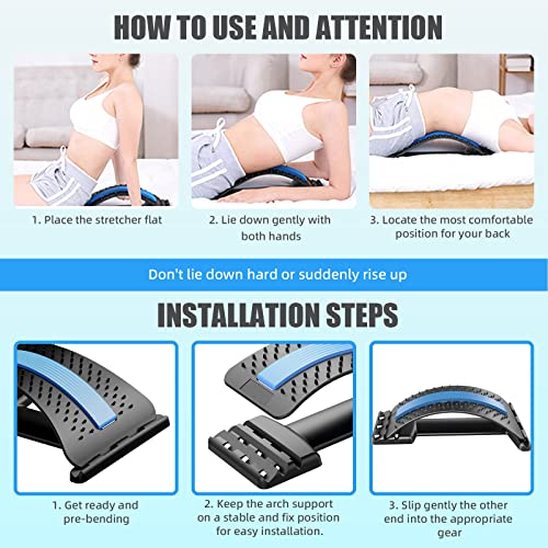 Jsbird Back Stretcher For Pain Relief, Multi-Level Back Cracker Lower Back Pain Relief Device, Lumbar Support Spine Board With 3 Adjustable Settings For Bed, Chair & Car With Massager #TOP4