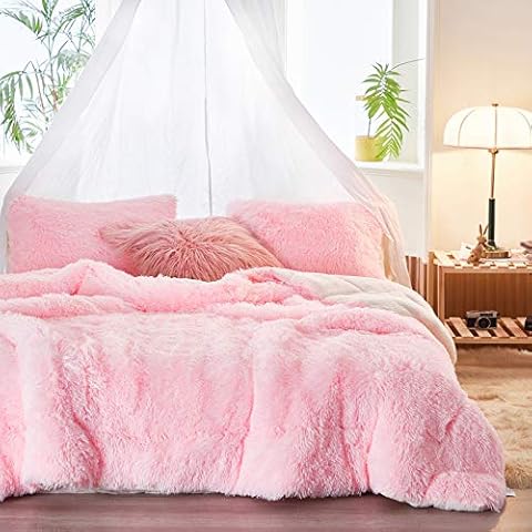 Joyreap 3-Piece Plush Shaggy Comforter Set, Twin Size Luxury Faux Fur Sherpa Reversible Bedding Comforter Set, Ultra Cozy Warm Fluffy Bedding Set for Winter (Pink, 68x86 inches) Cover