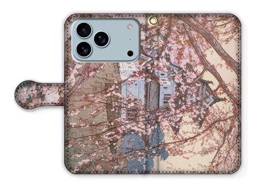 手帳型 iPhone17 Pro互換 スマホケース 【アートシリーズ】 吉田博 ☆新版画☆ 浮世絵 絵画 芸術 アート 風景画 art (桜八題 弘前城)