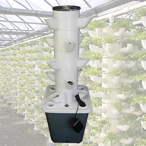 Kit sistema di coltivazione idroponica con pompa, torre verticale da giardino a 5 strati per erbe, frutta e verdura da interno