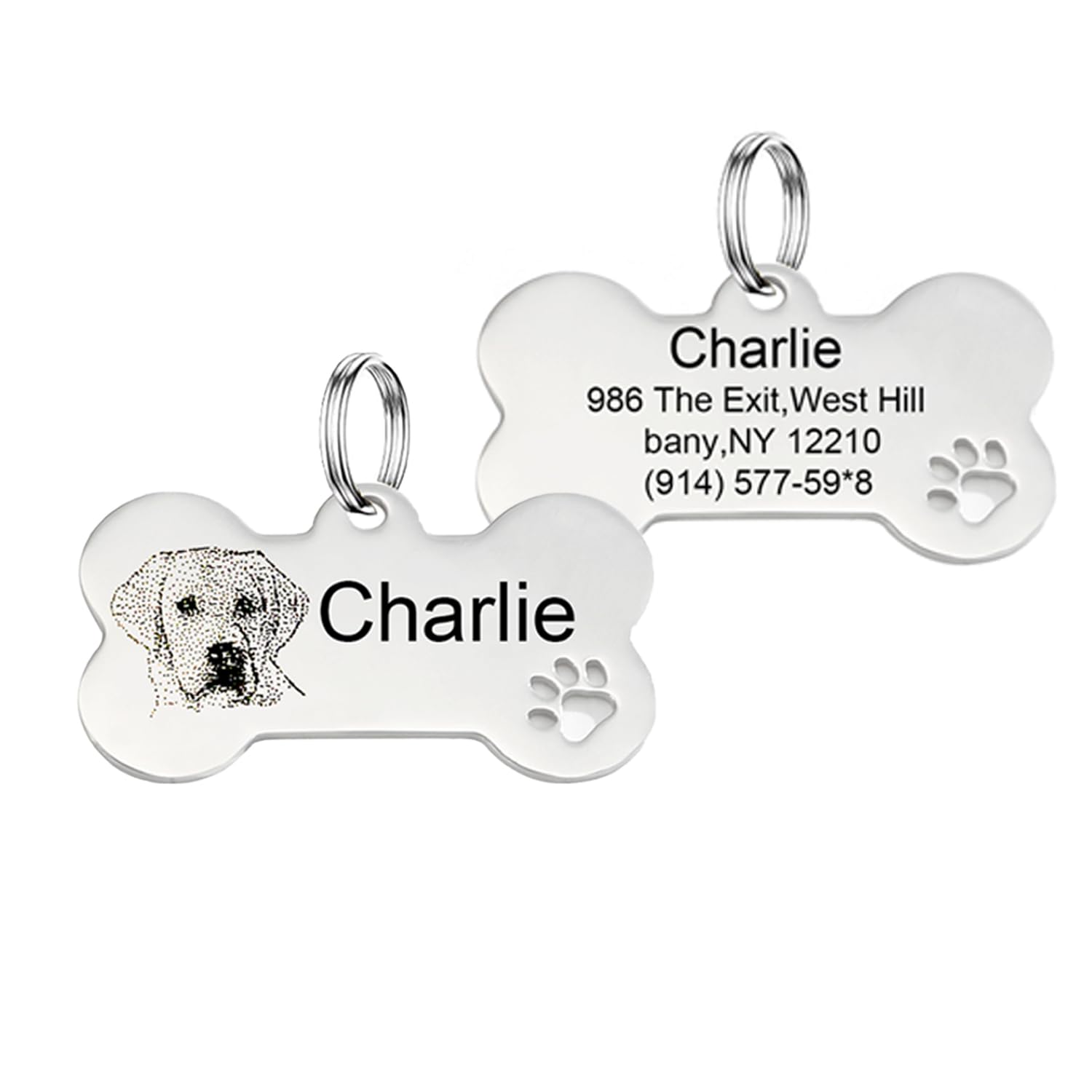Personalized Pet Mom Gifts Custom Portrait tag with Engraved Sketch Photo Personalized Dog Cat ID tag for Animal Lover