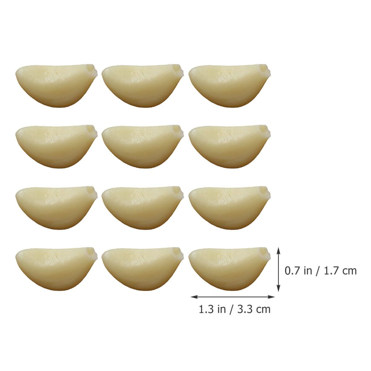Realistische Knoblauchflocken Modelle Beige 12 Stück aus PVC Simuliertes Knoblauchzehenmodell Requisit für Kunsttraining und Supermarktdekoration