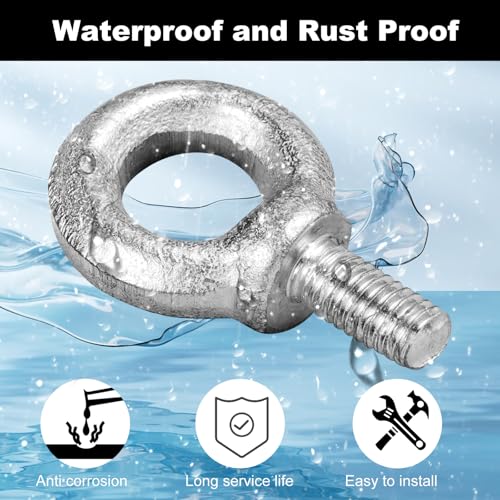 MirraSwit 8 Stück Ringschraube M8, Ring Augenbolzen Runde Ringbolzen, Augenschraube, Kohlenstoffstahl Augenschraube, Ösenschraube M8 für Rolle Des Befestigens und Hängens