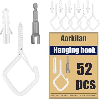 52 Pcs 2.36IN Ceiling Hooks with Safety Buckle for Plants