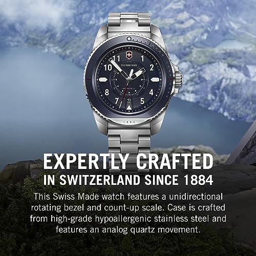 Victorinox Journey 1884 Quartz, Swiss Made Men's Analog Watch, Blue Dial, 43 Mm, Water Resistant Up To 200 M, Stainless Steel Case, Wrist Watch For Men | 241978,Silver Band - Image 6