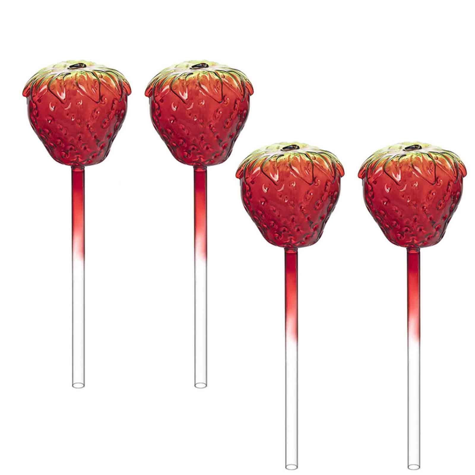 Szklane Kulki Nawadniające Roślin Kreskówkowe Dekoracyjne Dozownik Samonawadniające Powolne Uwalnianie Kule Do Podlewania Do Tarasy Biuro(Strawberry-4pcs)