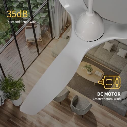 TCL-52-Inch-Ceiling-Fan-with-Lights-and-RemoteLow-Profile-Flush-Mount-Ceiling-Fan-with-Lights-Modern-Ceiling-Fan-with-Light-Fixture-KitFarmhouse-Outdoor-Bedroom-White-Ceiling-Fan-with-LED-Lights