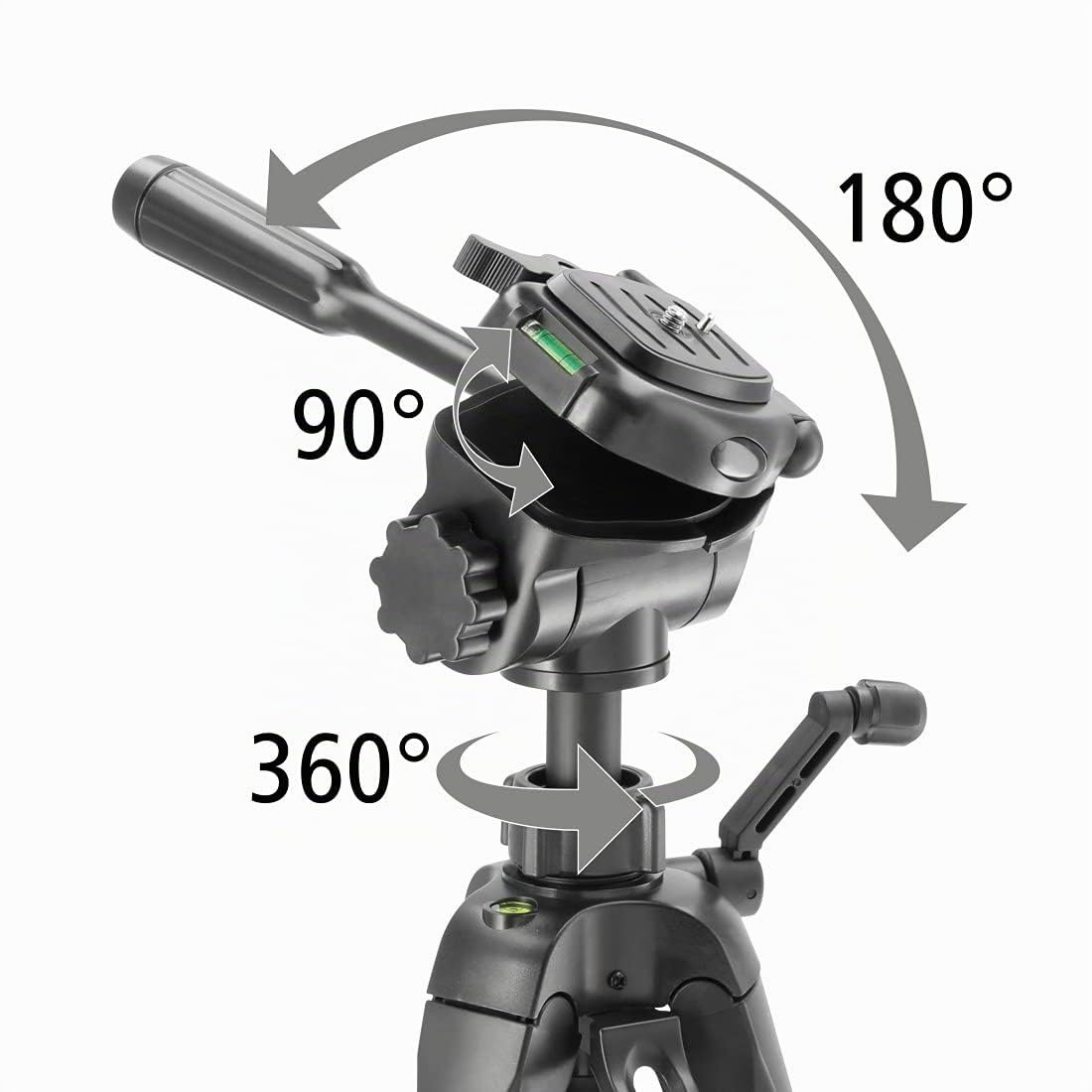 Hama Treppiede Action 170 3D (Tripod con altezza di 62-170 cm, supporto per cellulare e tablet, treppiedi con testa a 3 vie, treppiede per cellulare con borsa per il trasporto, nero