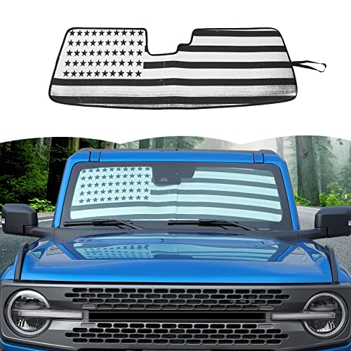Windshield Sunshade Sun Shade Heat Shield Sun Visor Mat for Ford Bronco 2021 2022 2023 US Flag