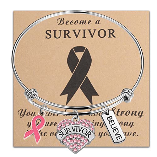 Gzrlyf Breast Cancer Survivor Bracelet Necklace Breast Cancer Awareness Gifts for Survivor Fighter2