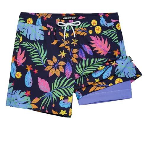 Image of maamgic Mens 5 Inch Stretch Swimming Shorts Compression Liner Swim Trunks Swimwear Bathing Suits Beach Wear Swim Suits