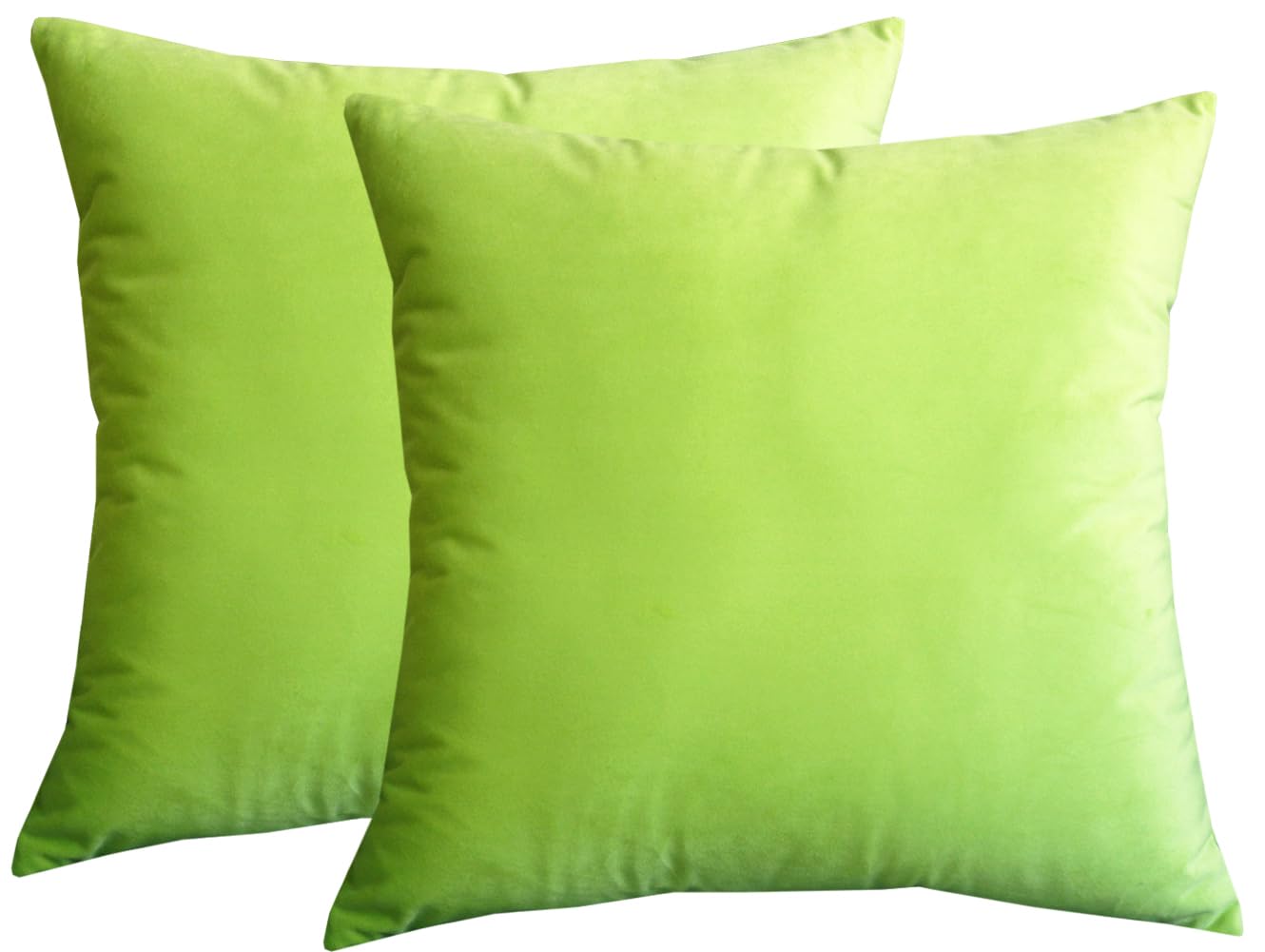Lutanky Velvet Cushion Covers 60 x 60 cm Apple Green Decorative Square Throw Pillow Cases (Pack of 2) Soft Large Pillow Covers for Sofa Bedroom Couch 24 x 24 Inch