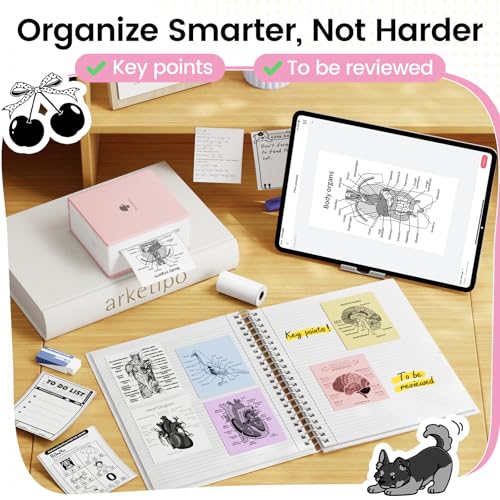 Phomemo Mini Sticker Printer- Mini Printer Sticker Maker Machine M02, Print Pods Suitable for Creative DIY, Diaries, Photos, Study Notes, Portable Thermal Inkless Label Maker for Home/Travel, Pink