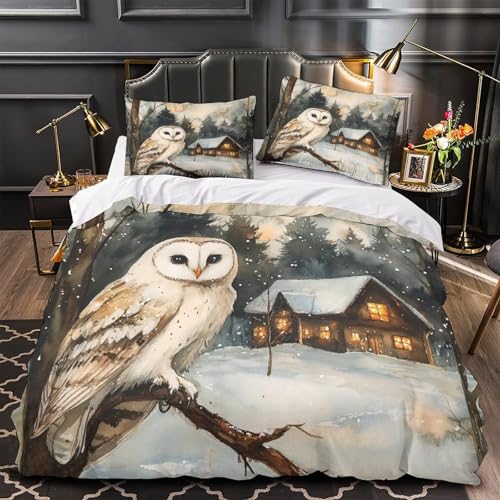 Housse de couette chouette 3D en microfibre supérieure super douce - 2