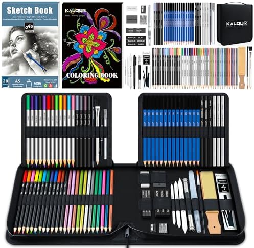 KALOUR 82 Pack Drawing Sketching Kit, Pro Art Supplies with Sketc...