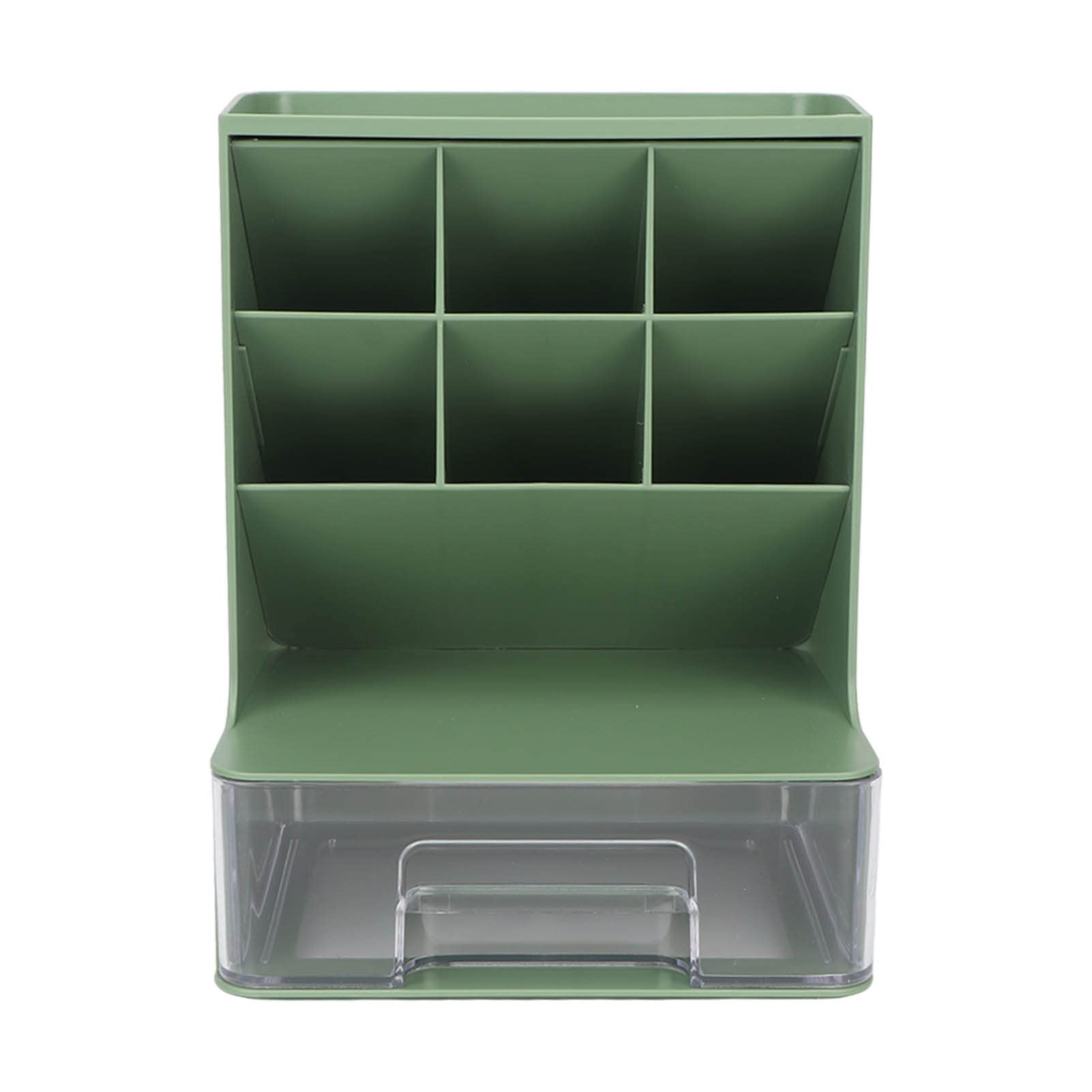 Organisateur de bureau transparent vert pour fournitures scolaires