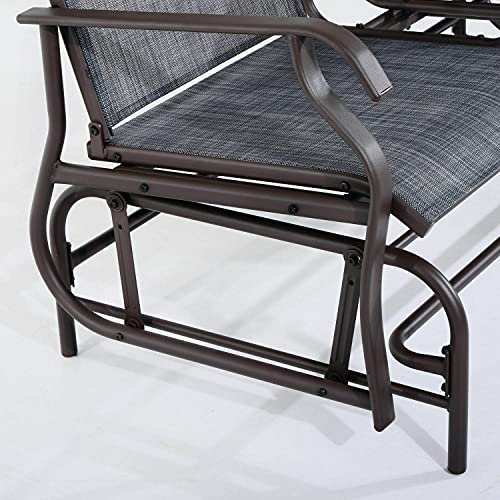 Rocking Patio Glider Chair Steel Frame, Fabric 2-Person Bench Loveseat W/Center Table Backyard Furniture, Perfect For Porch, Garden, Indoor Outdoor #TOP7