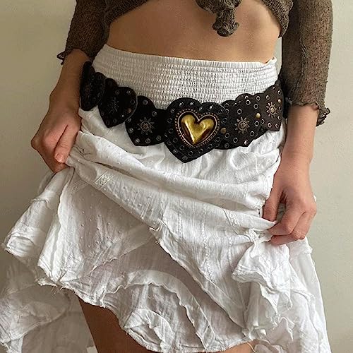 Ceinture de taille avec boucle cœur marron pour cintrer les vêtements trop amples - 3