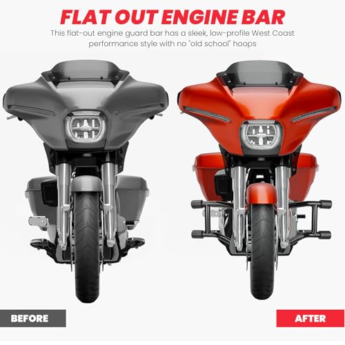 Image of Crash Bar Compatible with Harley Davidson Touring Models 2014-2026, Black Engine Guard Bar for Street Glide Road Glide Road King Electra Glide