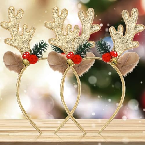 2 Stück Haarreif Weihnachten Weihnachts Rentier Geweih Haarreif...