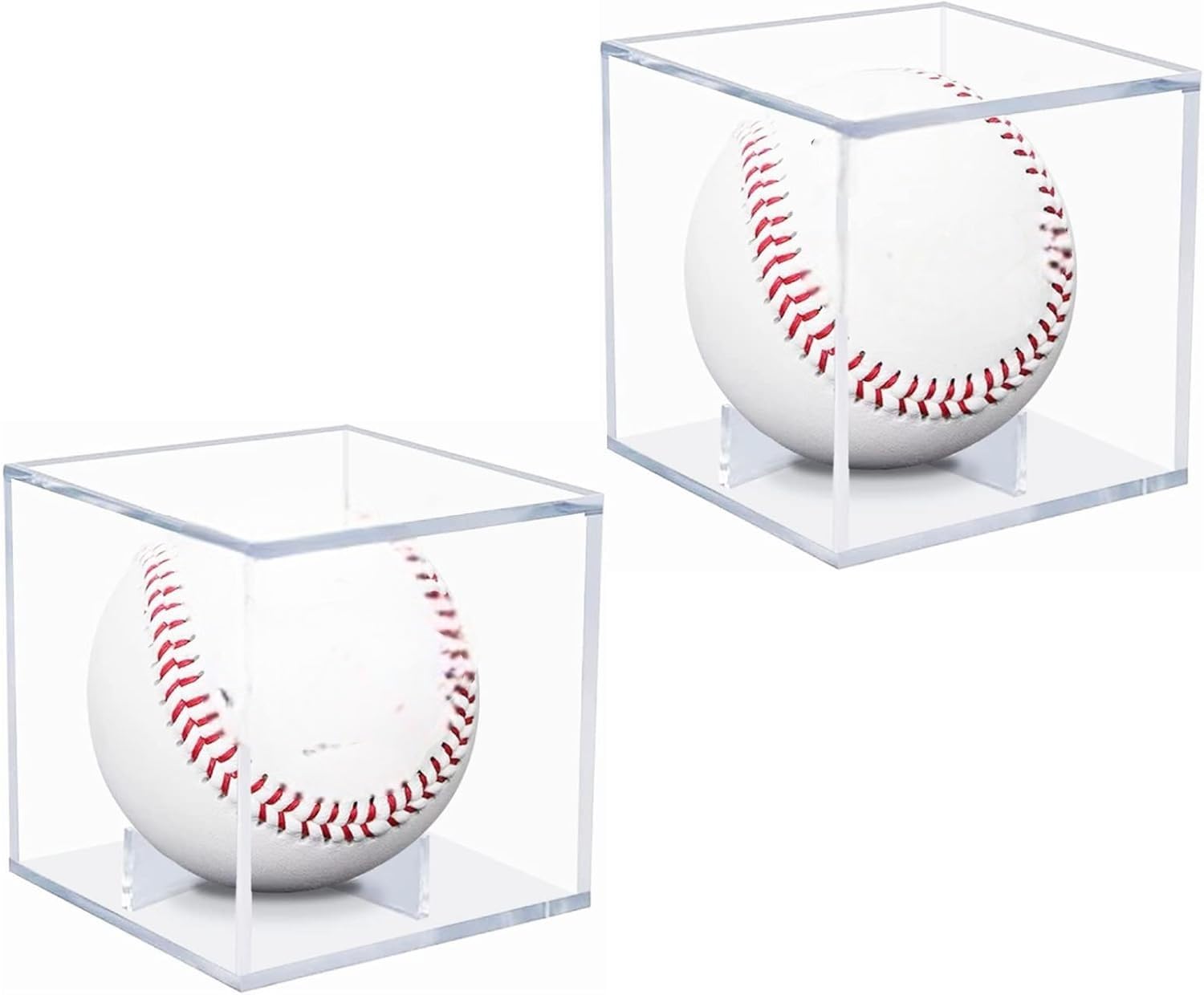 Baseball Display Case UV Protected Acrylic Clear Baseball Holder Square Cube Ball Protector Memorabilia Autograph Display Box for Official Size Baseball (Two Pack)-image-27
