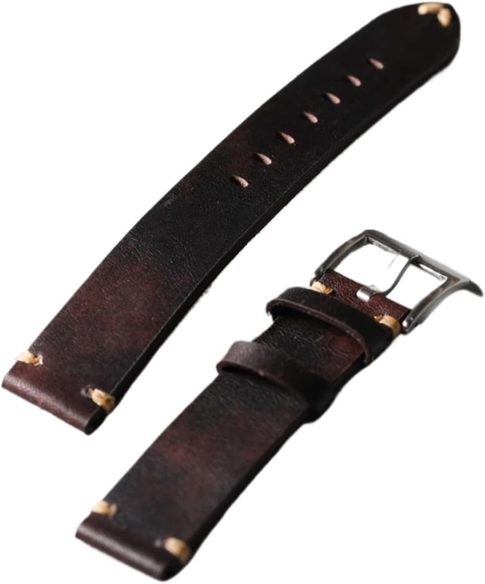 yingyingjia Handmade Italian Top Layer Cowhide Watchband 18MM 19MM 20MM 21MM 22MM,Vintage Distressed Leather Strap, Magic Style