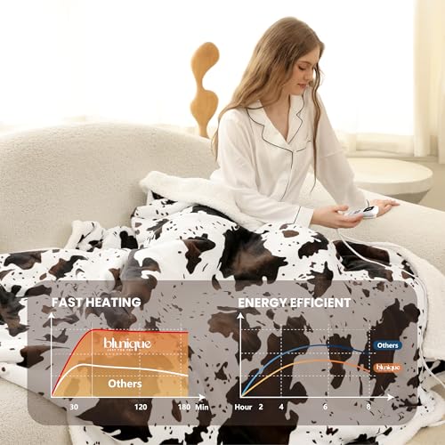 Image of Heated Blanket Full Blanket - Fast Heating Electric Blanket, Soft Flannel Heated Throw with 4 Time Settings,10 Heating Settings, Warm Gifts for Women & Mom & Grandma