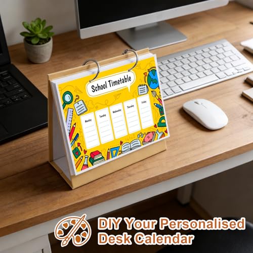 DIY Blanko Tischkalender, DIY Kraftpapier Tischkalender, Herausnehmbar Wochenkalender, Tischkalender 2026 zum Selbstgestalten, Lose Blätter Spirale Wochenkalender, für Notizen, Malen, Lernen
