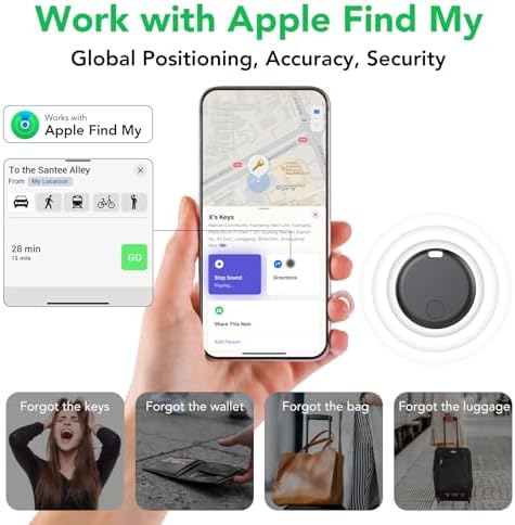 Air Tracker Tags-4 Pack, 2026 Smart Bluetooth Tracker, Item Finder Works with Apple Find My (iOS Only) App, Trakcer Tag Locator for Keys, Luggage, Satchel, Backpack etc. (Not for Android Devices) — view 3