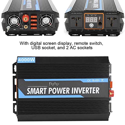 KKcare Inversor de 4000 W de potência de onda senoidal pura 12 V CC 220 V CA de potência de pico 800