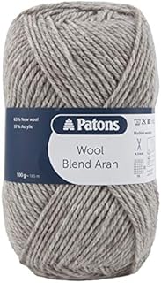 Patons Wool Blend Aran/Knitting Wool 100g Balls Machine Washable Yarn - 17 Colours in The Range - Grey - 0088