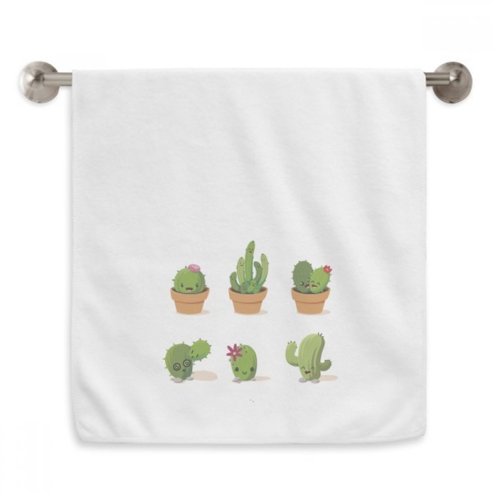 Gant de toilette blanc absorbant motif cactus pour peaux sensibles
