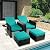 B BAIJIAWEI 5-Piece Patio Wicker Furniture Set Outdoor Rattan Sofa Set Adjustable Lounge Chair with Ottoman, Coffee Table, Cushion for Garden, Pool, Backyard, Balcony, Beach