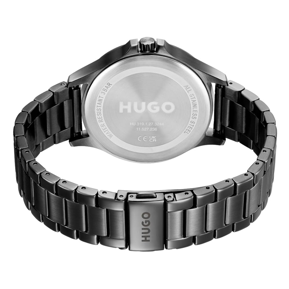 HUGO Multi Zifferblatt Quarz Uhr für Herren Kollektion #LEAP mit Schwarzes Edelstahlarmband - 1530175
