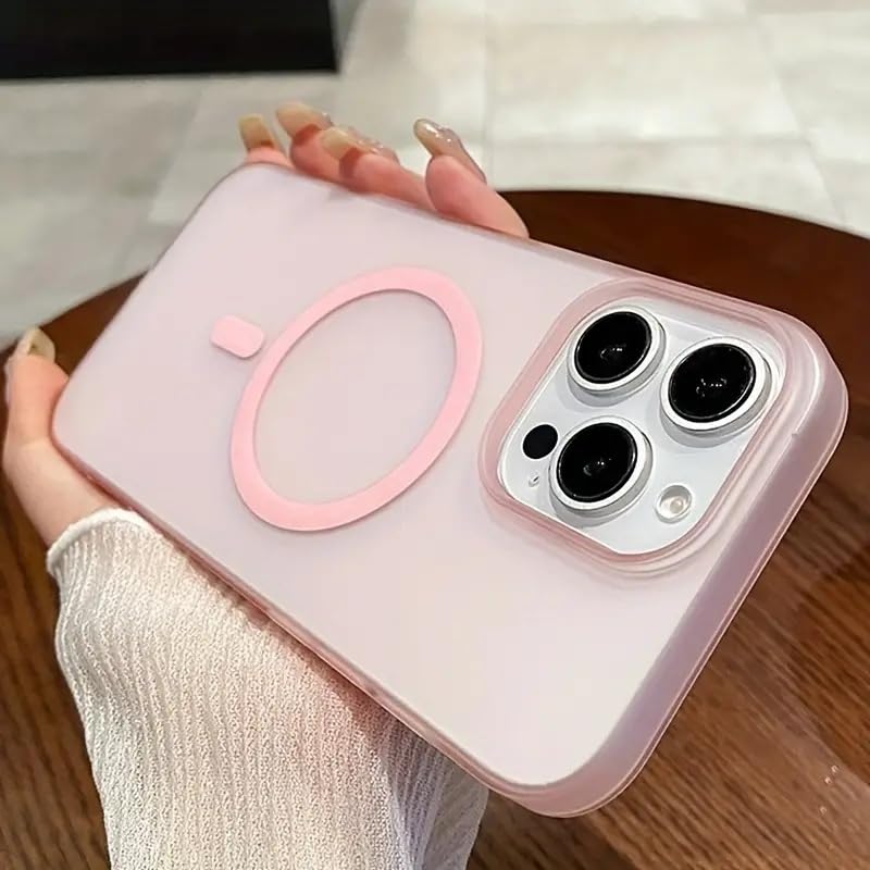 Image of COVERLY Luxury Hard Translucent Paper Thin Case Cover for iPhone 12 Pro | Matte Finish | Compatible with magsafe | (Pastel Pink, iPhone 12 Pro)