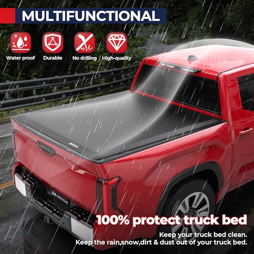 Image of MOSTPLUS 6FT Roll-Up Soft Vinyl Truck Bed Tonneau Cover Compatible with 2016-2023 Toyota Tacoma Standard Short Model On Top Fleetside Cargo Bed 72Inch