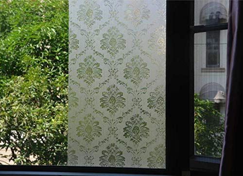 Vsudo 1 Roll 35.4" By 78.7" Static Cling Window Film For Privacy, Damascus Pattern Window Tint Sticker For Home Or Office (19.37 Sq. Ft Total) #TOP3