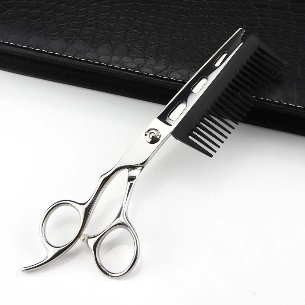 Forbici per tagliare i capelli, 6 pollici professionali JP440c per mancini, argento 2 in 1, forbici per capelli con pettine, forbici da barbiere, forbici da parrucchiere,(