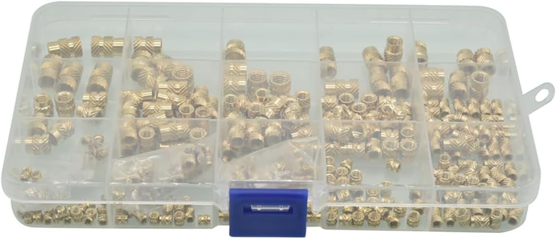 Generic 380Pcs Threaded Inserts M2/M2.5/M3/M4/M5/M6 Knurled Brass Female Thread Nuts Inserts Assortment Kit