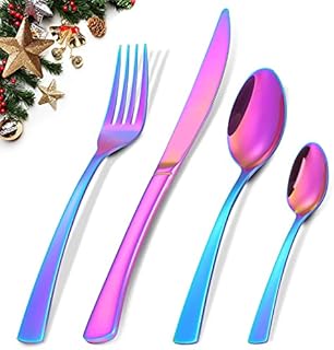 Cutlery Set, BEWOS 16-Piece Matt Black Unique Pattern Design for Gift, Stainless Steel Flatware Set, Silverware Set with Spoon Knife and Fork Set, Service for 4, Dishwasher Safe