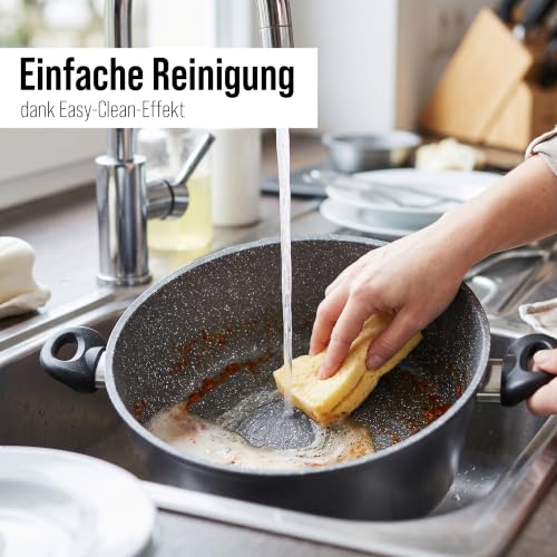 STONELINE XXXL Aluguss Kochtopf 32 cm, Großer Topf mit Deckel 10,6 L, Antihaft beschichtet mit echten Steinpartikeln… – Ansicht 6