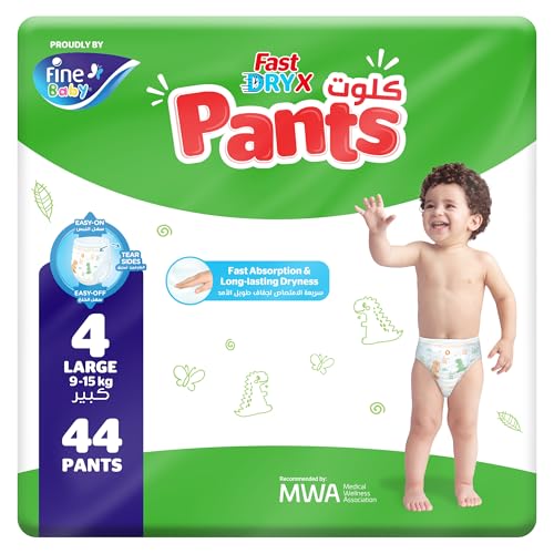 Fine Baby Fast Dry Pants Size 4 Large 9-15kg 44 Diapers