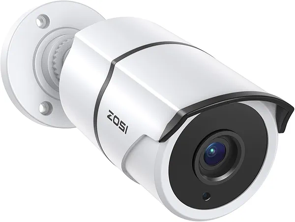 ZOSI 2MP 1080P HD-TVI CCTV Home Security Camera with Audio, Built-in Mic, IP66 Weatherproof, Night Vision, Indoor Outdoor Surveillance Camera, Only Compatible for ZOSI 3K Lite Analog DVR - W
