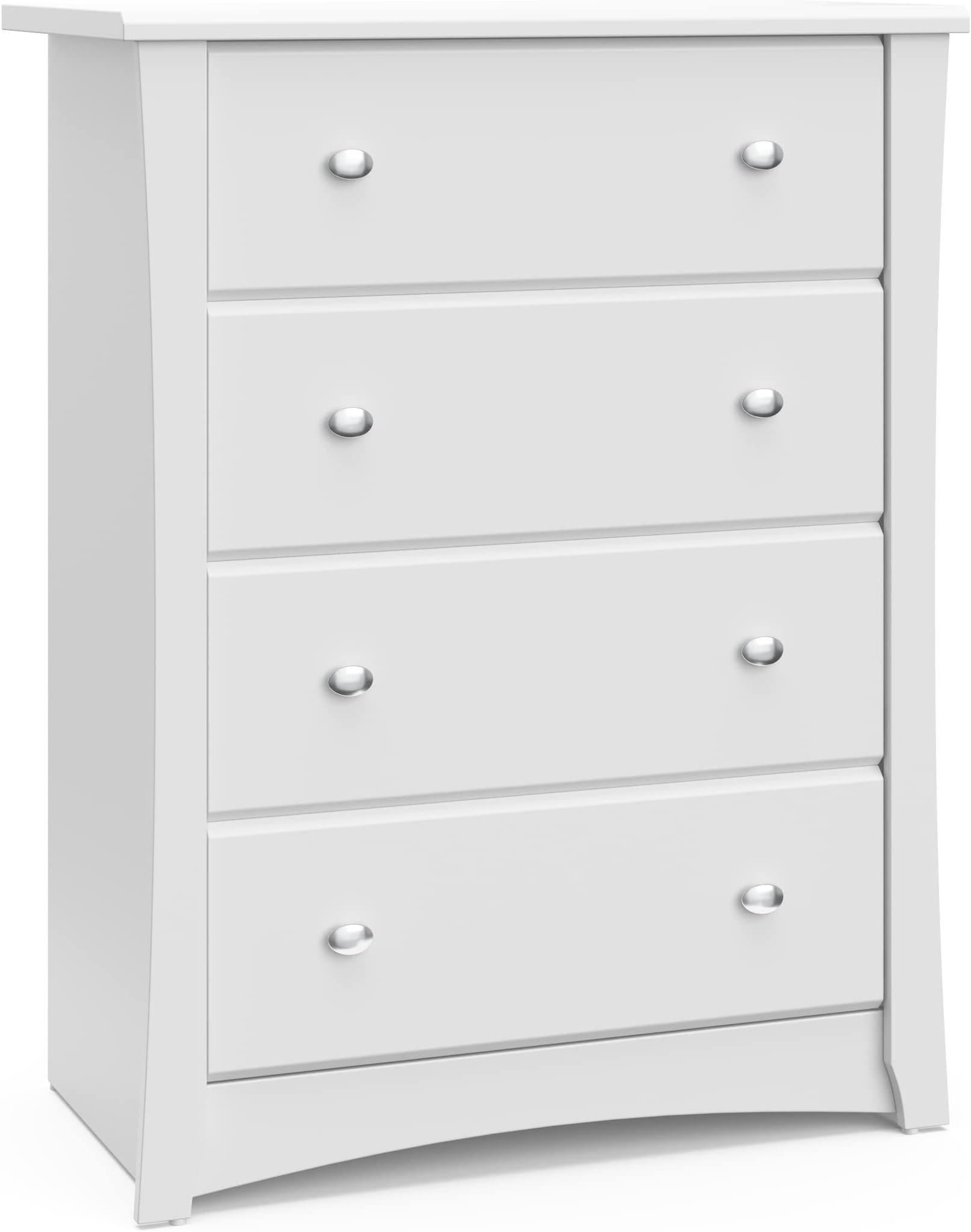 Storkcraft Crescent 4 Drawer Chest (White) – GREENGUARD Gold Certified, Dresser For Nursery, 4 Drawer Dresser, Kids Dresser, Nursery Dresser Drawer Organizer, Chest of Drawers