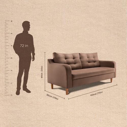 Image of Duroflex Ease Plus - 3 Seater Sofa Set for Living Room | 3 Year Warranty | Premium Wooden Frame Sofa | Anti-Pilling Fabric, Fade & Termite Resistant | Comfortable & Durable Couch - Cocoa Brown