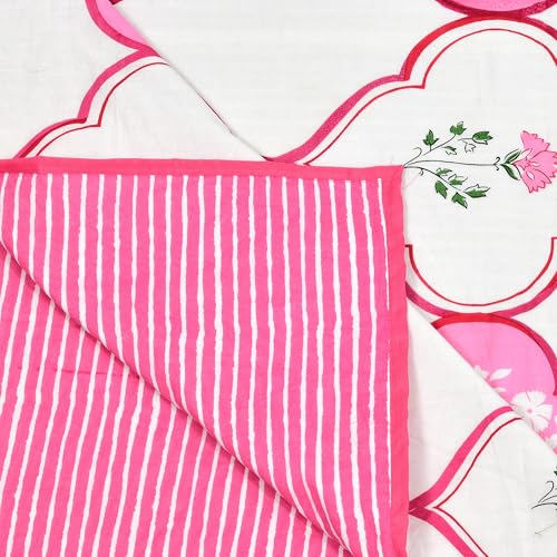 Image of BLOCKS OF INDIA 100% Cotton Dohar King Size Reversible Hand Block Printed Malmal Summer Dohar /Blanket (MUGHAL Pink)